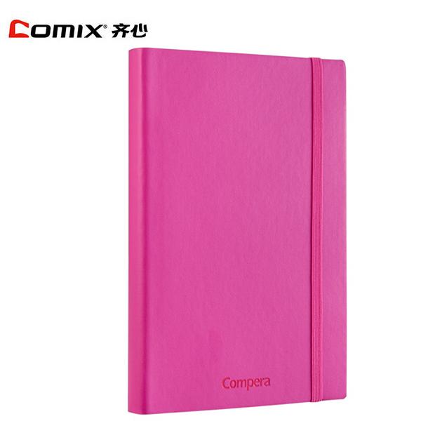 齐心 C8002 Compera 皮面笔记本 A5 154张 粉红 蓝 棕 黑
