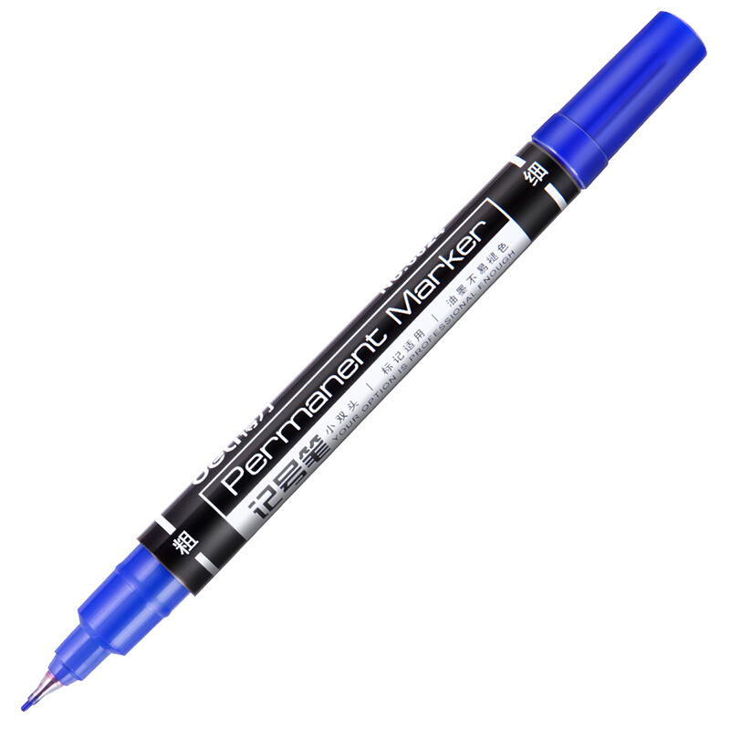 得力S550 10支记号笔黑色粗头马克笔单头油性笔标记笔