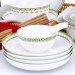 爱依瑞斯28件套餐具套装  绿格   轻薄透亮  骨瓷碗