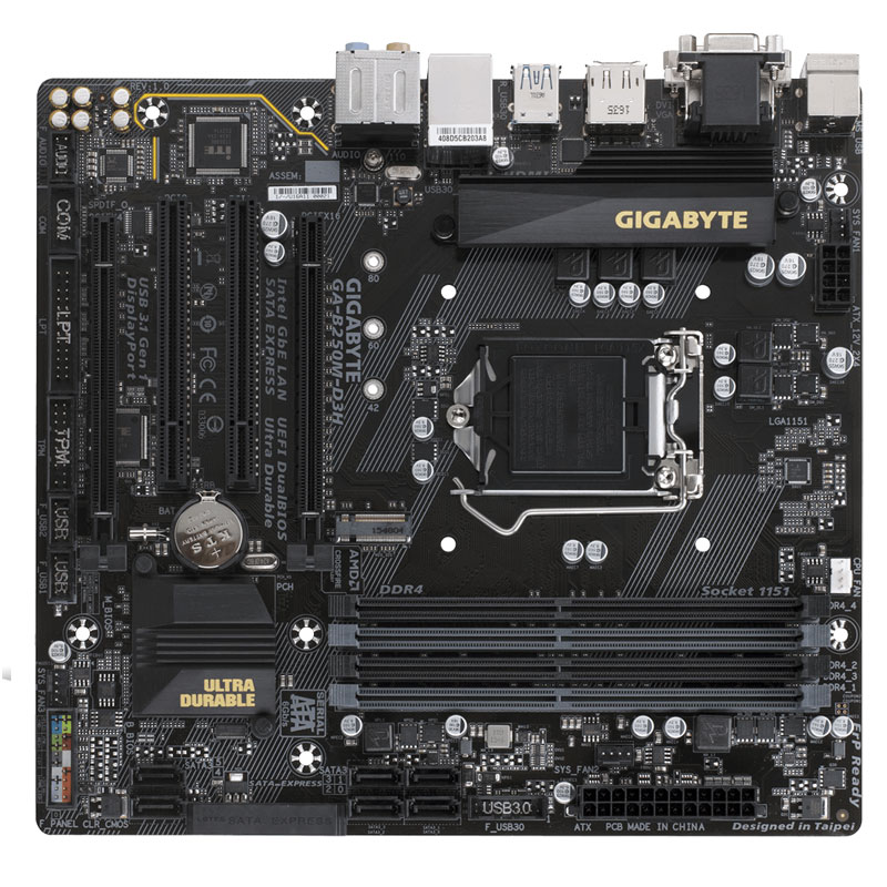 技嘉gigabyte b250m-d3h主板 intel b250-lga 1151