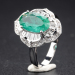 尚玉珠宝 祖母绿戒指 造型简约 伴镶钻石 奢华大气饰品