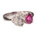 尚玉珠宝 红宝石戒指 镶钻花朵造型 色彩靓丽