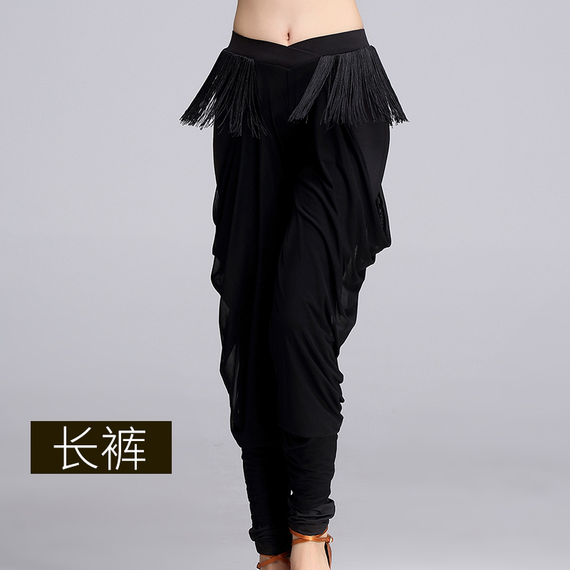 猫度 个性网纱流苏拉丁裤MD6309 女式性感修身练功演出拉丁舞蹈服