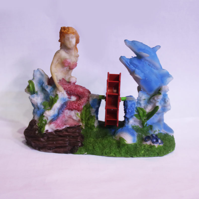 美人鱼珊瑚石装饰海豚造景模型 造型逼真 树脂工业品