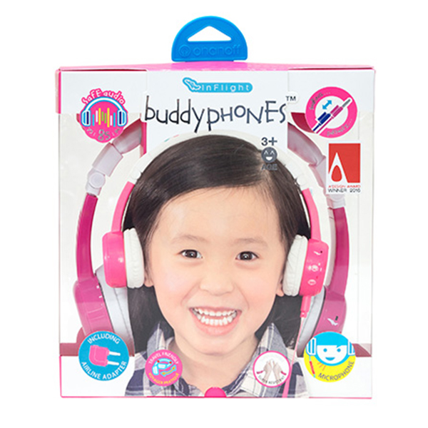 儿童专用头戴式耳机BuddyPhones Inflight 可折叠带分享插头