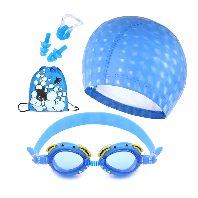 儿童泳镜 防水防泳帽 雾游泳眼镜 卡通游泳镜潜水镜套装