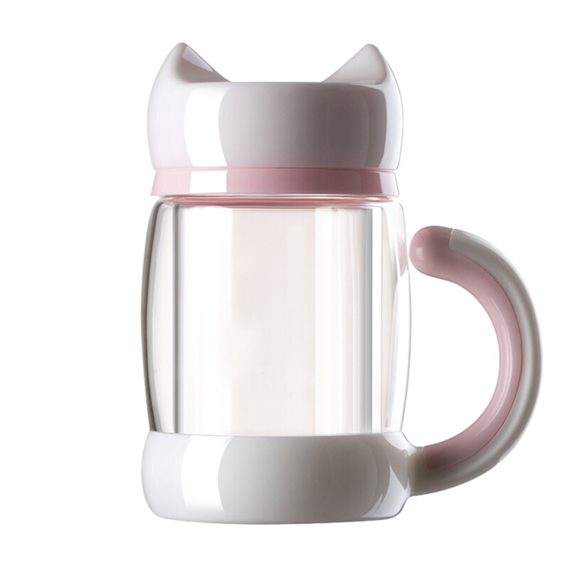 凯霖女士保温玻璃杯 创意可爱女神猫咪杯花茶杯