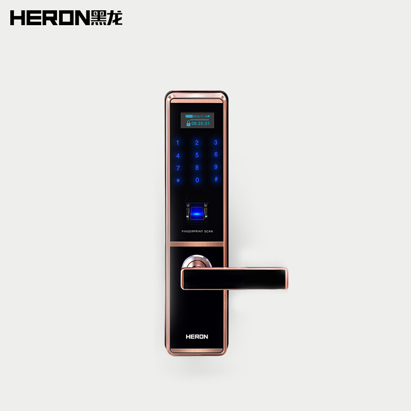 黑龙 HERON智能指纹锁 家用电子锁密码锁 防盗门木门适用
