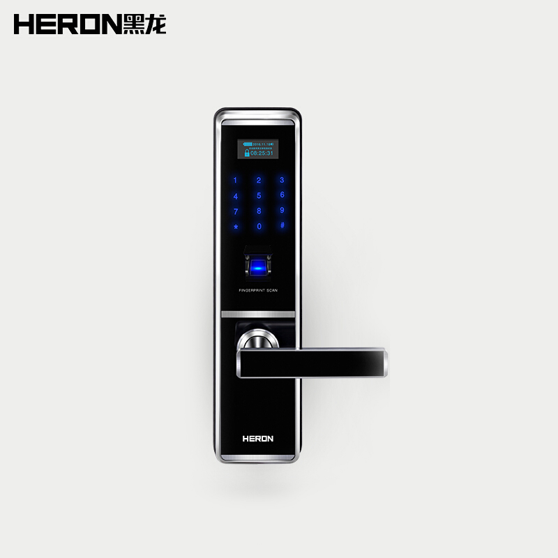 黑龙 HERON智能指纹锁 家用电子锁密码锁 防盗门木门适用