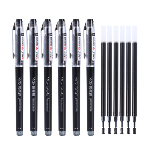 晨光 考试中性笔套装6支笔6支替芯 HAGP0930 黑色