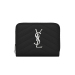 圣罗兰/Yves Saint laurent MONOGRAM黑色颗粒纹理提花真皮制短款圆状拉链钱夹