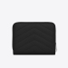圣罗兰/Yves Saint laurent MONOGRAM黑色颗粒纹理提花真皮制短款圆状拉链钱夹