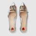 Gucci/古驰 女士新款水晶双G金属质感皮革高跟鞋4.5厘米 银色