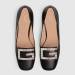 Gucci/古驰 新款女士水晶G皮革中跟浅口鞋 方形鞋头 黑色