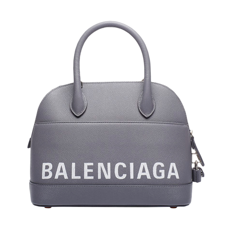 巴黎世家/Balenciaga 中号涂鸦品牌标识小牛皮手袋 珍珠灰色