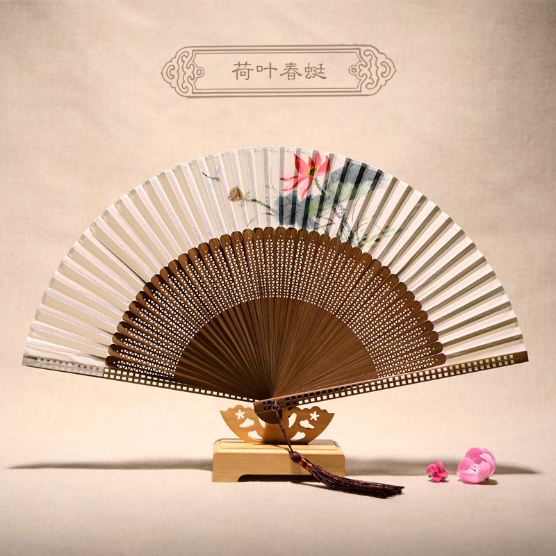 伟龙 丝绸女绢扇古风折扇 中国风特色礼品商务礼品纪念品