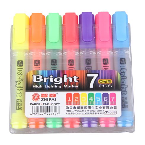 智牌ZHIPAI 多色荧光记号笔7色套装 ZP-608 重点标识笔