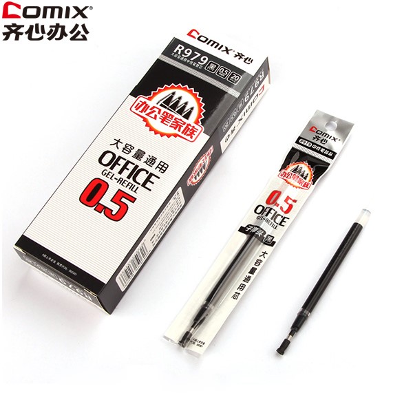 齐心(COMIX)R979 大容量通用中性笔芯0.5mm 20支盒装 黑色