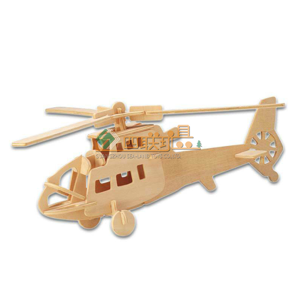 战斗机四联玩具儿童益智 3D立体DIY木制仿真拼装模型10个
