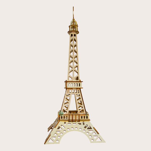 四联激光雕刻 木制3D立体儿童益智DIY拼图拼板模型 巴黎铁塔10个