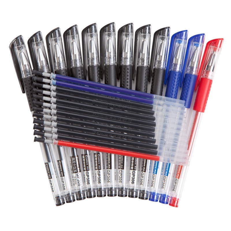 齐心 K30612 0.5mm通用中性笔水笔签字笔三色混合装12支笔12芯