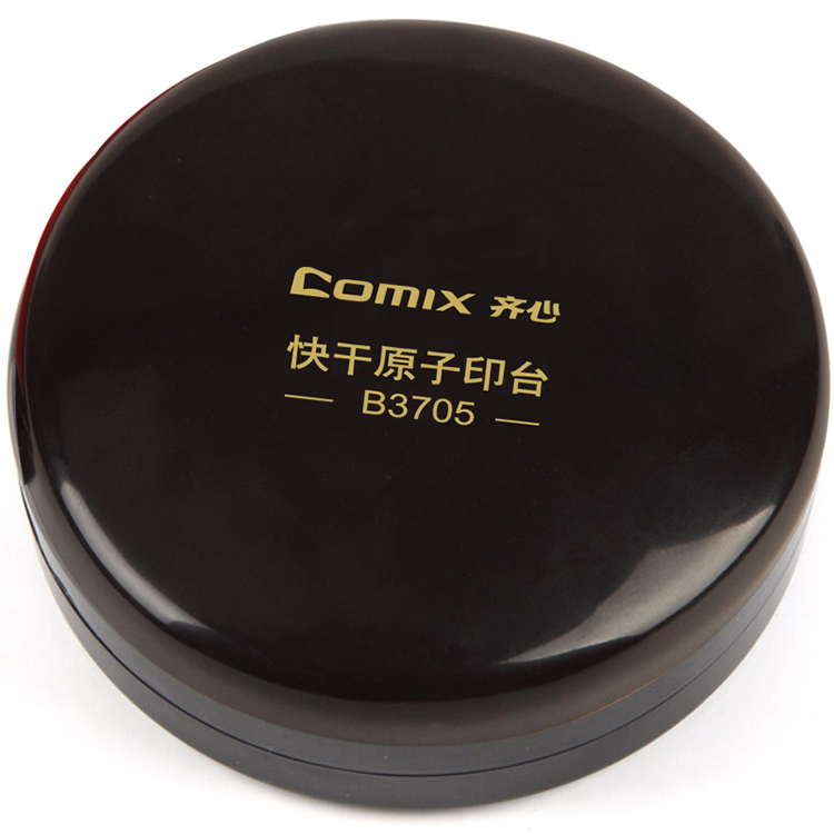 齐心Comix 直径85mm红色圆形速干印台中号 办公文具B3705
