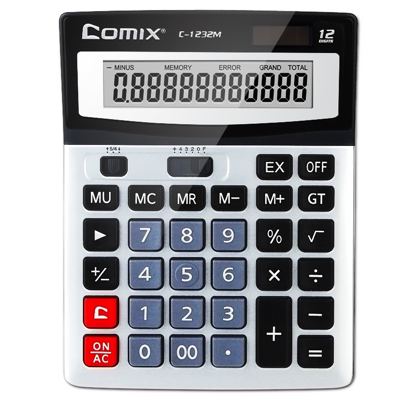 齐心COMIX 12位大台办公计算器C-1232M 太阳能金属计算器