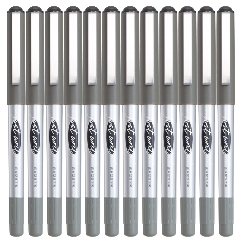 齐心 RP601 针管型直液式签字笔中性笔走珠笔0.5mm 12支装
