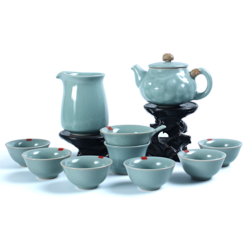 汝道茶具套装 整套陶瓷功夫茶具 茶壶茶杯 家用泡茶器