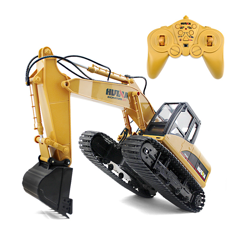 大号15通道合金遥控工程车 电动充电挖土挖掘机 儿童模型玩具