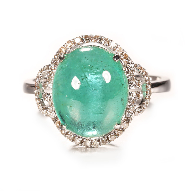 尚玉珠宝 祖母绿戒指 造型简约 典雅大方