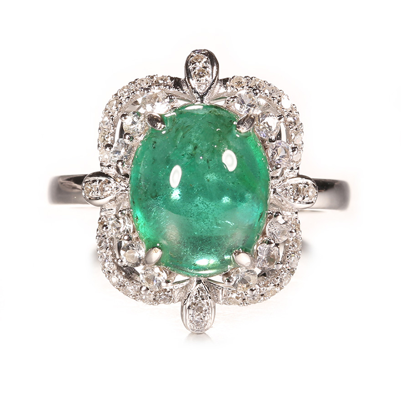 尚玉珠宝 祖母绿戒指 色彩靓丽 造型简约