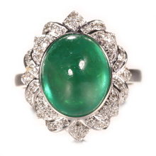 尚玉珠宝 祖母绿戒指 18K金微镶指环