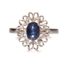 尚玉珠宝 蓝宝石戒指 镂空造型 女款指环