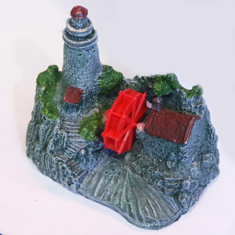伊人水族 灯房子屋风车模型 树脂鱼缸造景模型