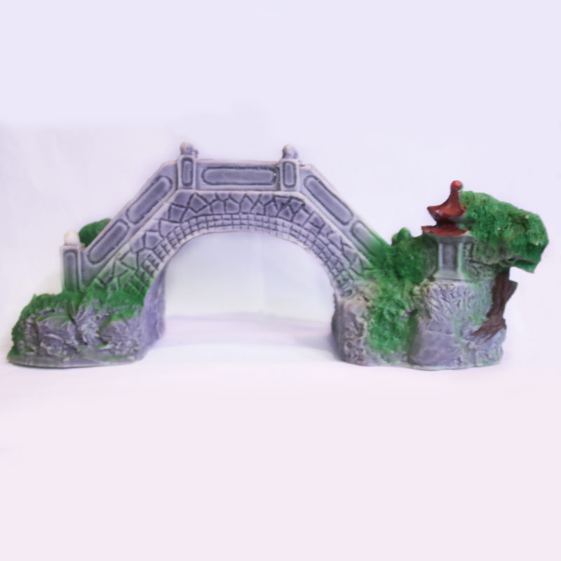伊人水族 拱桥红色亭子模型 鱼缸造景模型 美观