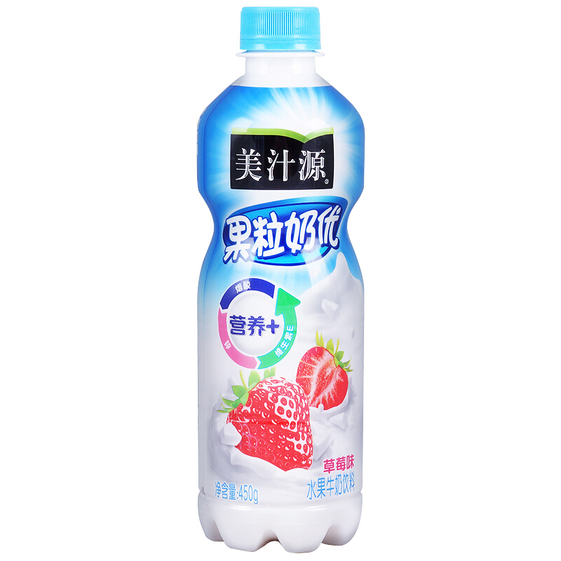 美汁源 果粒奶优草莓味水果牛奶饮料450g*15瓶