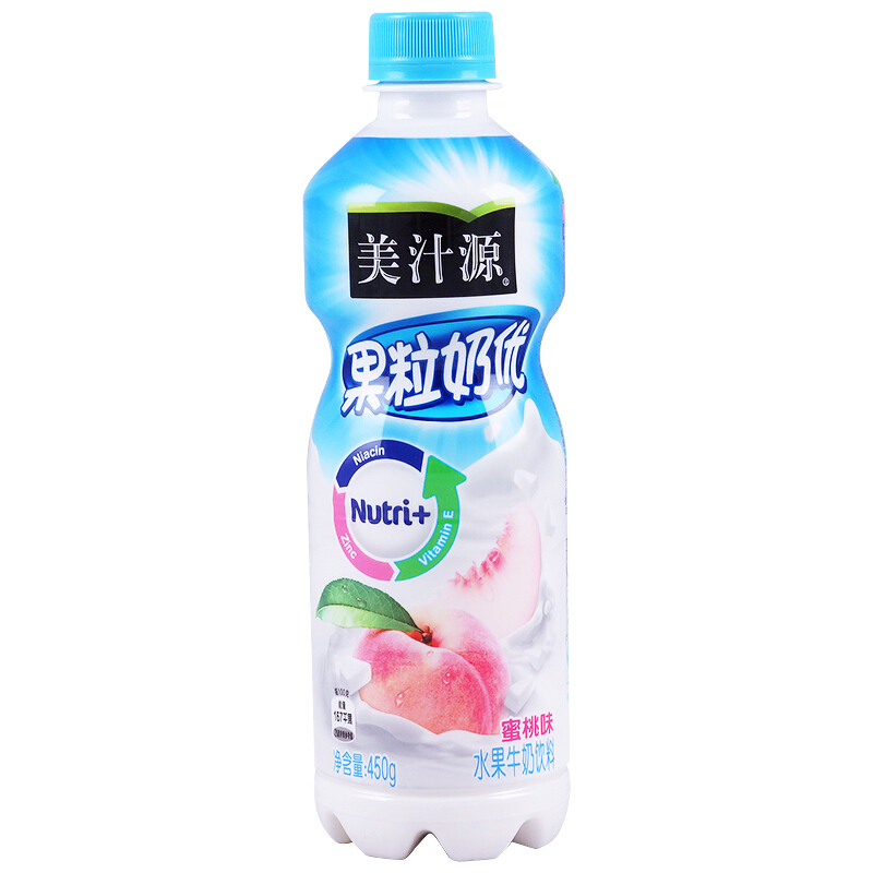 美汁源  果粒奶优蜜桃味水果牛奶饮料450g*15瓶