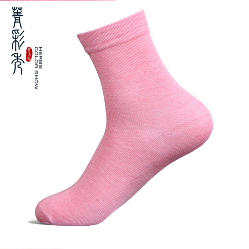 四季薄款中筒植物染色纯色袜子 女士运动休闲袜 透气防臭