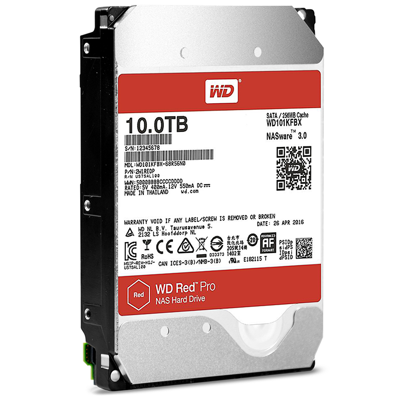 西部数据 红盘Pro 10TB 网络储存硬盘NAS硬盘SATA6Gbs256M缓存WD101KFBX