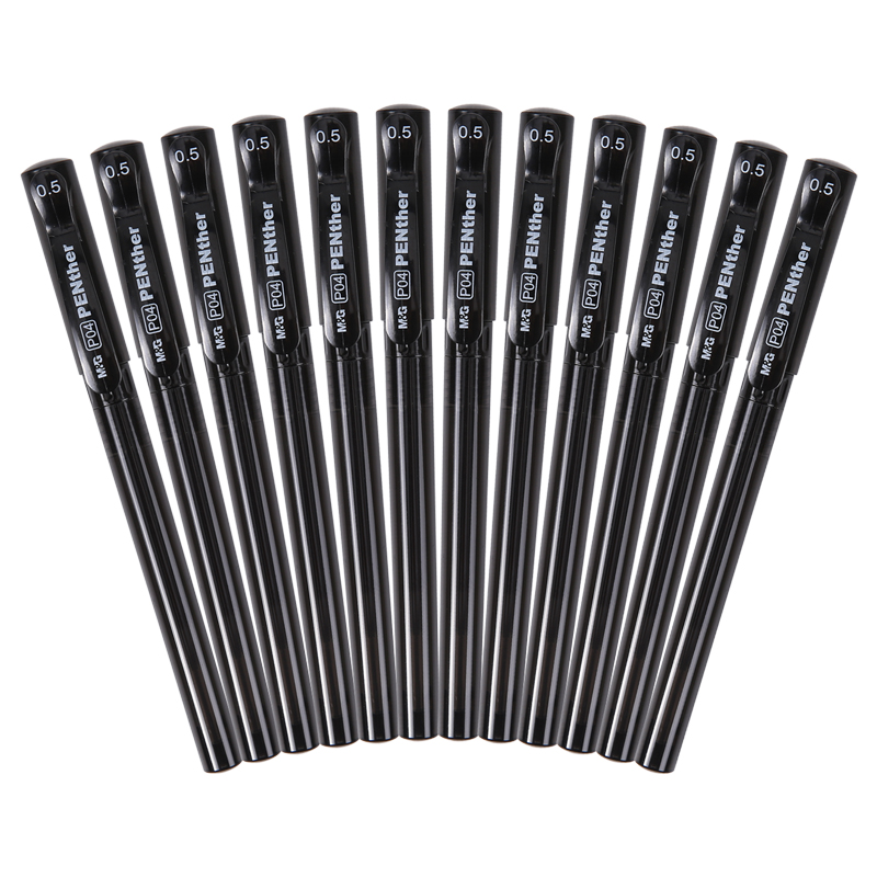 晨光 极速黑豹系列子弹头中性笔签字笔水笔12支/盒 0.5mm黑色