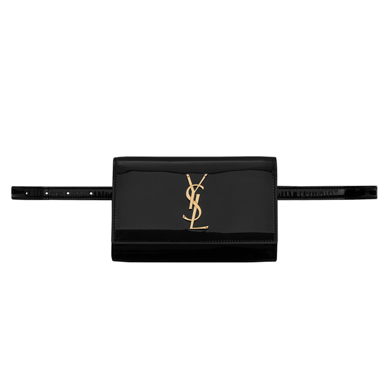 圣罗兰/Yves Saint laurent KATE 黑色漆皮腰包 