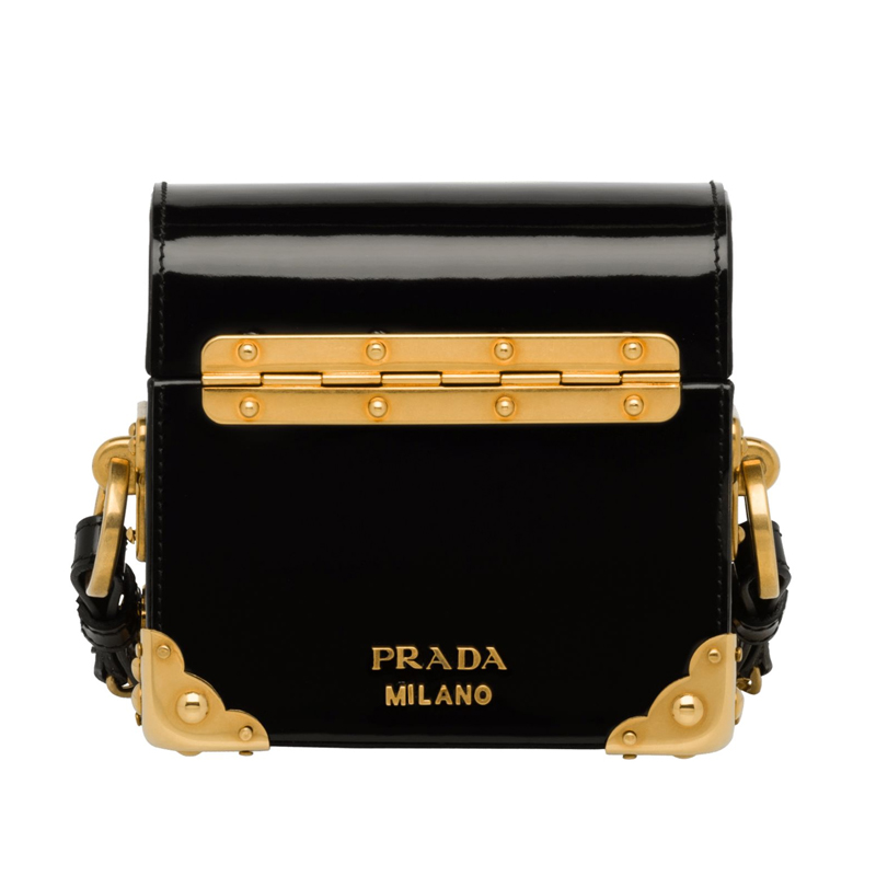 普拉达/PRADA Prada Micro Box 手袋 黑色小牛皮手提包