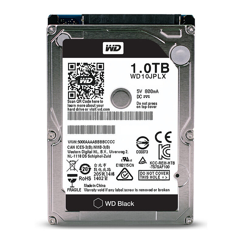 WD西部数据黑盘1TB 笔记本硬盘WD10JPLX 高性能存储
