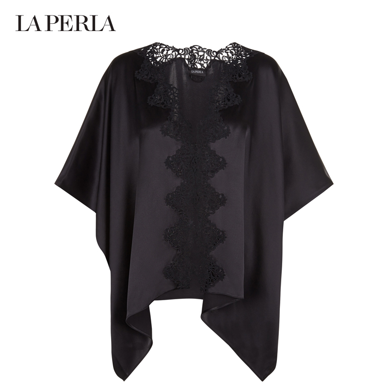 LA PERLA/拉佩拉 列维斯刺绣花边女士睡衣性感绸缎蝙蝠衫