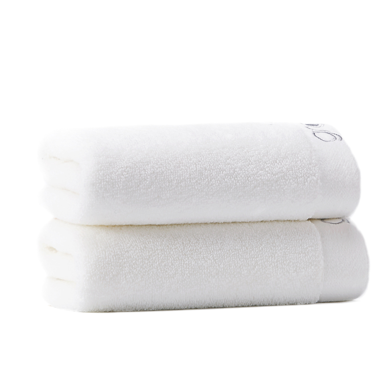 洁丽雅酒店毛巾2条 白色纯色毛巾 吸水柔软亲肤 加厚舒适洗脸巾