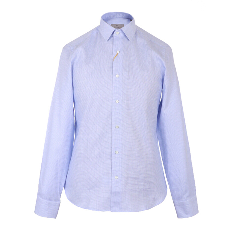 CANALI/康纳利 男士浅蓝色棉质格纹长袖衬衫