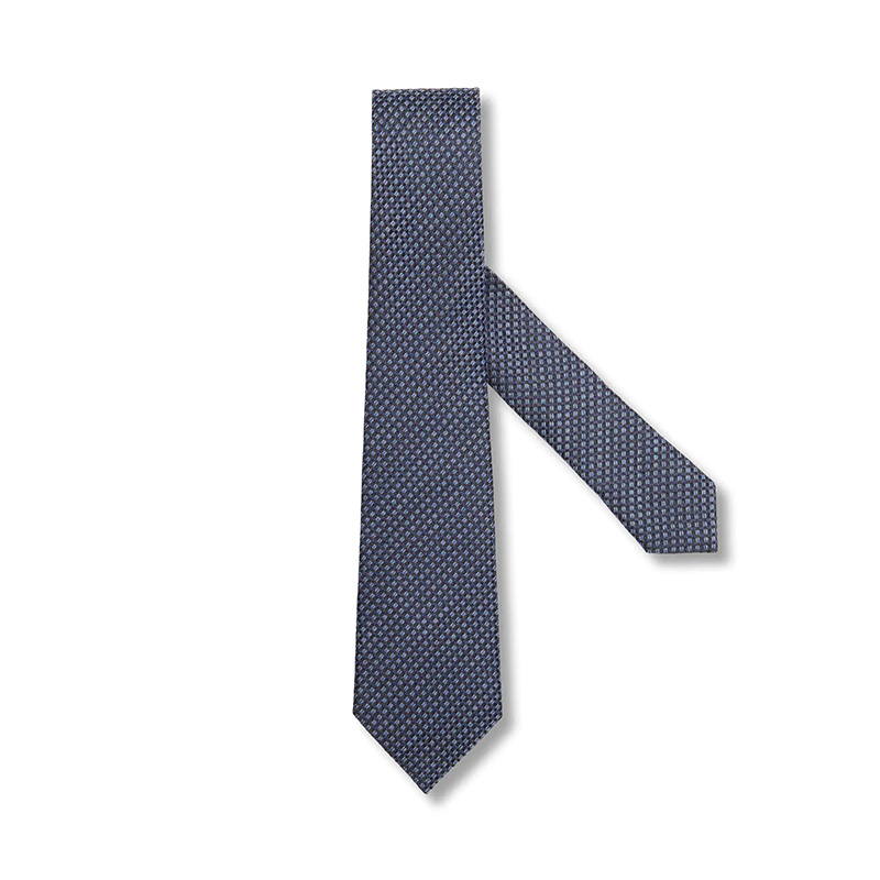 Ermenegildo Zegna 杰尼亚 男士蓝色小图案织纹真丝领带