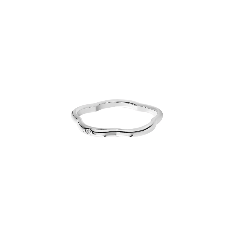 Chanel 香奈儿 CAMELIA系列戒指山茶花轮廓造型 白18K金 镶嵌中央主钻