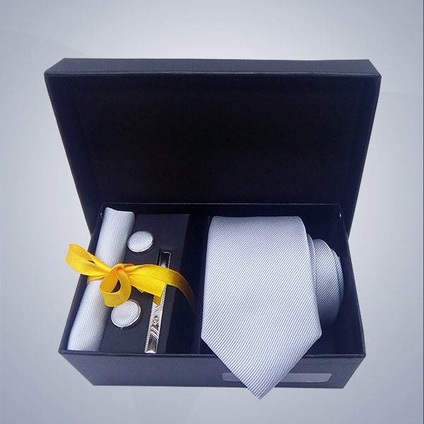 领带套装 色织韩版领带口袋巾袖扣领带夹礼盒